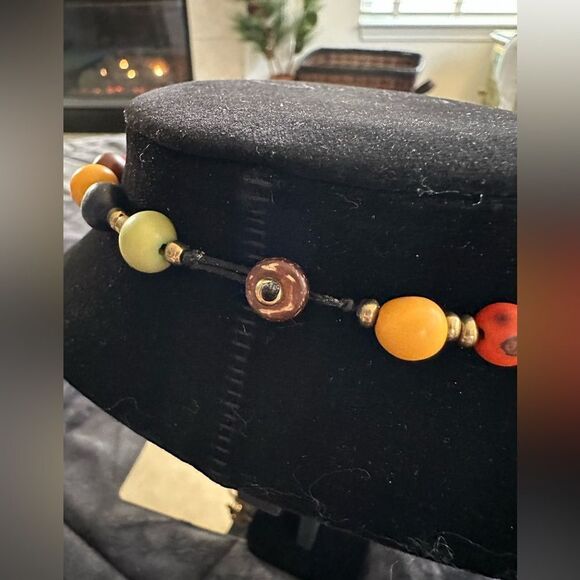 Multi-strand multi color statement necklace made with acai and clay beads 21” - Picture 2 of 3